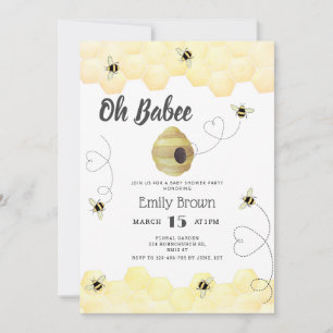 Bee Honey Watercolor Oh Baby Shower Einladung