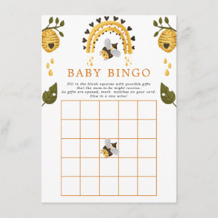 Bee Honeycomb Bumblebee Baby Shower Bingo Game Begleitkarte
