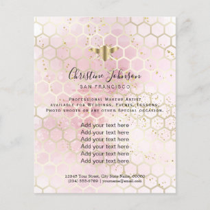 Bee Honeycomb on pink watercolor Flyer