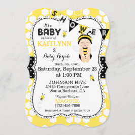 Bee Honeycomb Polka Dot Print Baby Shower lädt ein Einladung
