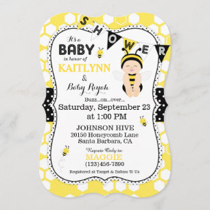 Bee Honeycomb Polka Dot Print Baby Shower lädt ein Einladung