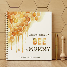 Bee Honeycomb Watercolor Baby Shower Guestbook Notizbuch