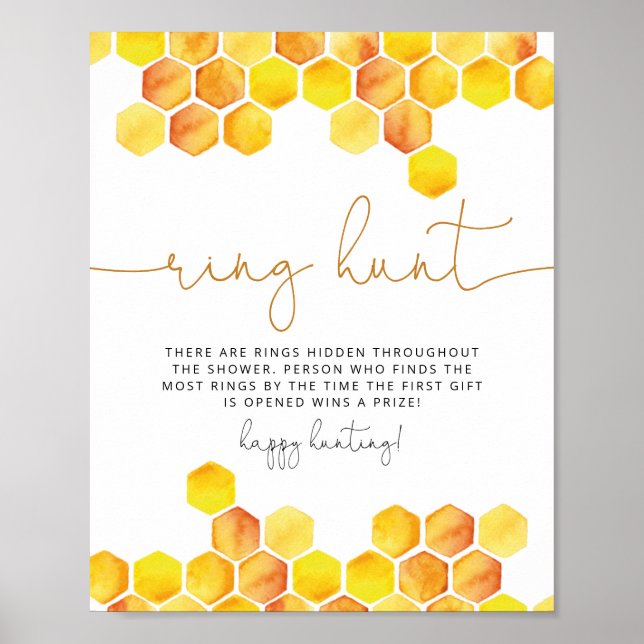 Bee Honeycombs Ringjagd Brautparty Poster (Vorne)