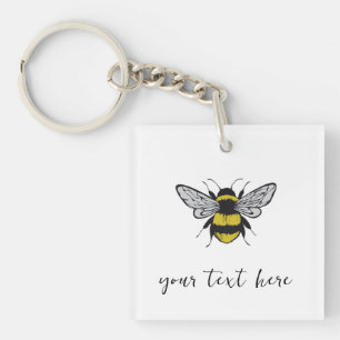 Bee Illustration - Fügen Sie Ihren eigenen Text hi Schlüsselanhänger