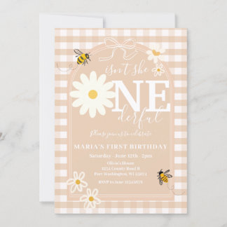 Bee ist nicht sie ONEderful Daisy First Birthday Einladung