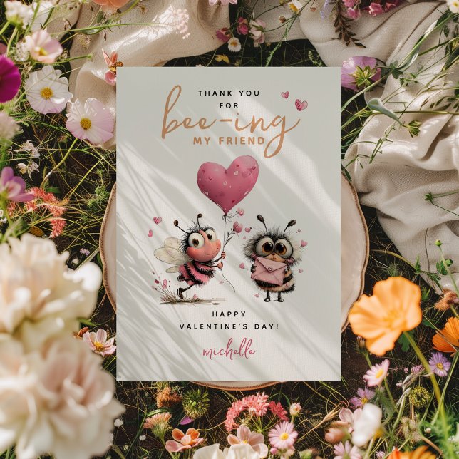 Bee Kids Classroom Valentines Day Mitteilungskarte (Von Creator hochgeladen)