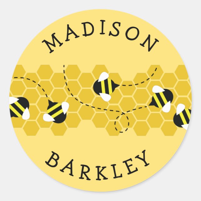 Bee Kid's Niedliche Beehive-Umschlag Aufkleber-Auf Runder Aufkleber (Vorderseite)