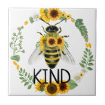 Bee Kind bemalte Sonnenblumen Kindness Keramik Til Fliese<br><div class="desc">Die Keramik mit bemalter Biene und Sonnenblumen,  um Freundlichkeit zu fördern.</div>