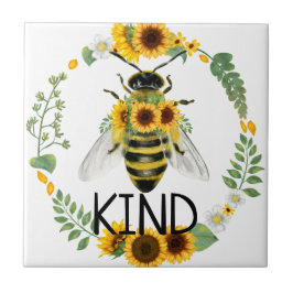 Bee Kind bemalte Sonnenblumen Kindness Keramik Til Fliese