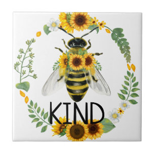 Bee Kind bemalte Sonnenblumen Kindness Keramik Til Fliese