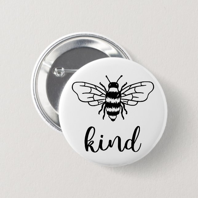 Bee Kind Black Button (Vorne & Hinten)