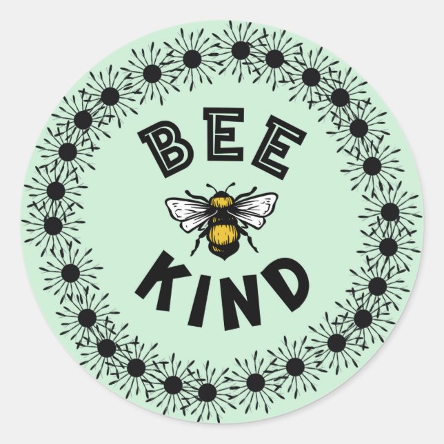 Bee Kind Bumble Bee Kindness Floral Design Runder Aufkleber (Vorderseite)