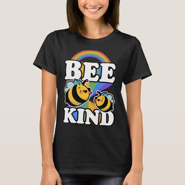 Bee Kind Cute Trendy  LGBTQ Ally Gay Pride Flag Ra T-Shirt (Vorderseite)
