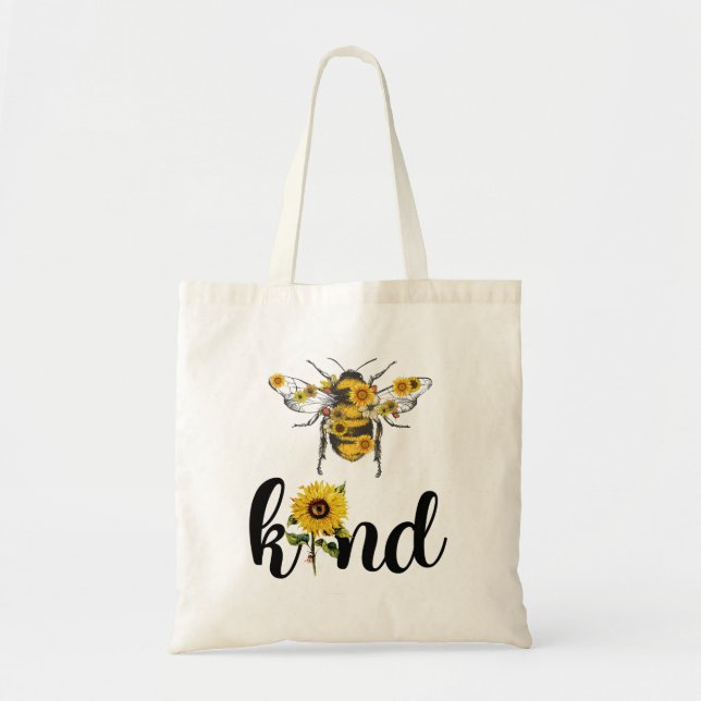 Bee Kind Gelbe Sonnenblume Elegant Tragetasche (Vorne)