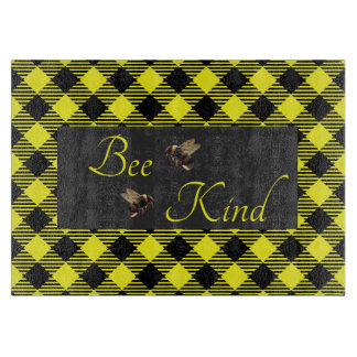 "Bee Kind" Gingham Schneidebrett