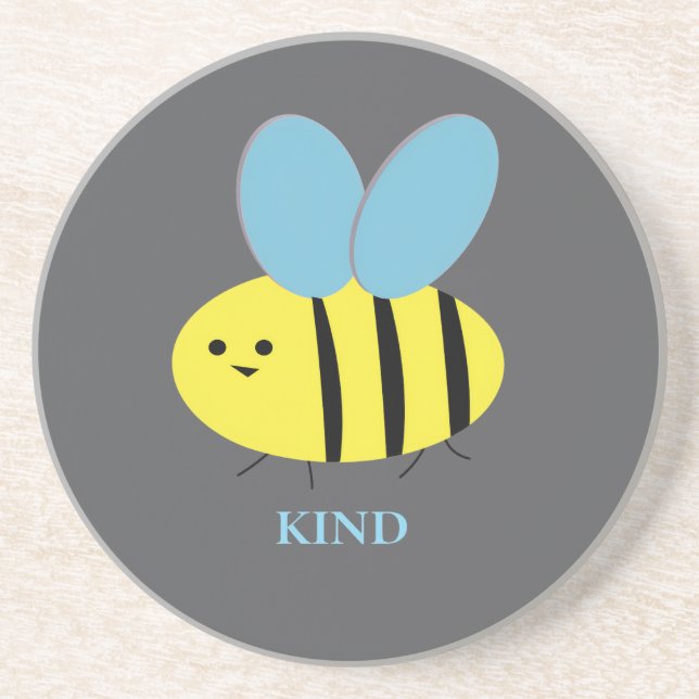 Bee Kind Gray Blue Getränkeuntersetzer (Vorne)