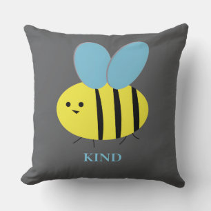 Bee Kind Gray Blue Kissen