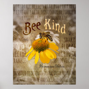 Bee Kind - Harmonic Nature Canvas Print Poster