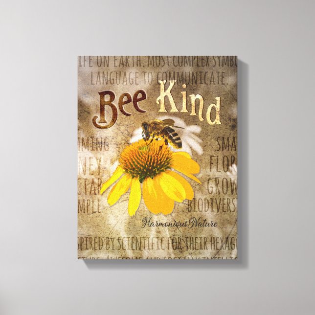 Bee Kind - Harmonische Natur Leinwanddruck (Vorderseite)