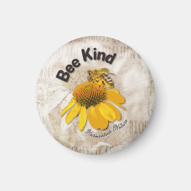 Bee Kind - Harmonische Natur Magnet (Vorne)