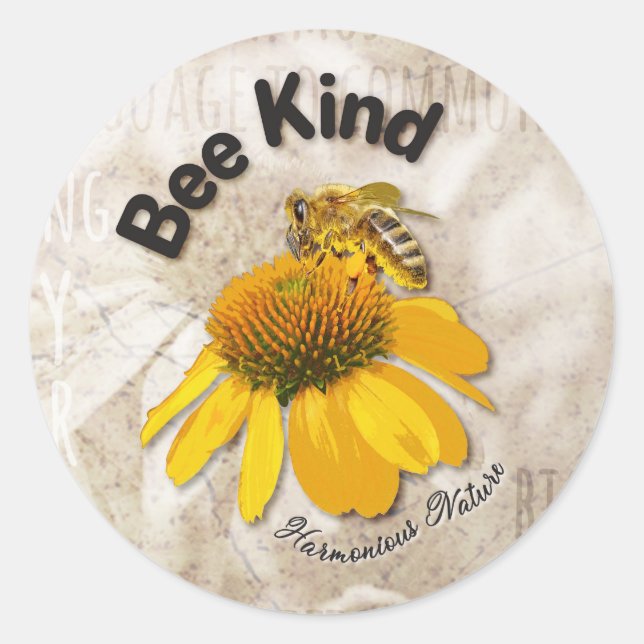 Bee Kind - Harmonische Natur Runder Aufkleber (Vorderseite)