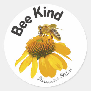 Bee Kind - Harmonische Natur Runder Aufkleber