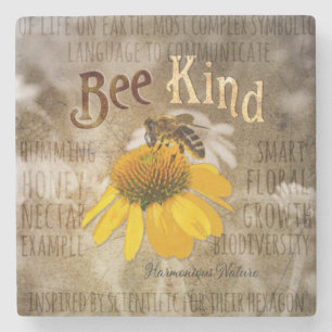 Bee Kind - Harmonische Natur Steinuntersetzer