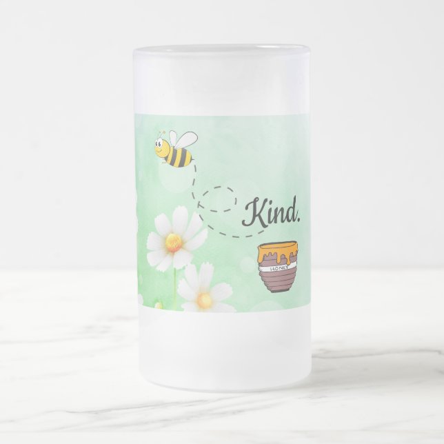 Bee Kind Honey Blumeninsekt Cartoon Mattglas Bierglas (Mittel)