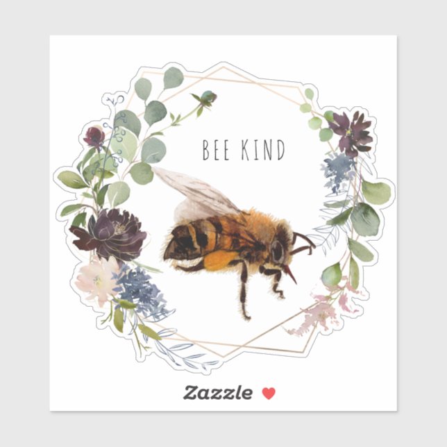 Bee Kind | Niedliches Zitat zu Hummeln Aufkleber (Blatt)