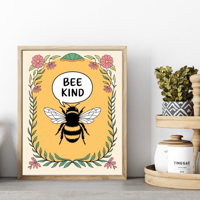 Bee Kind positive Bestätigung Inspiration Poster (Bee Kind, Positive Affirmation Poster.)