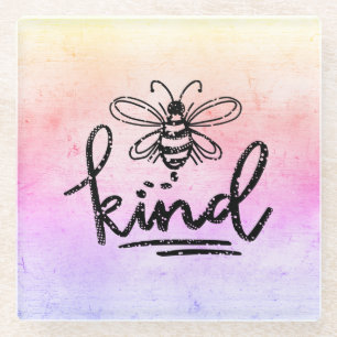 Bee Kind Rainbow Ombre Glasuntersetzer