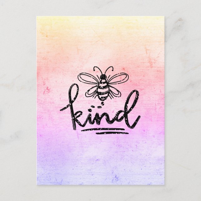 Bee Kind Rainbow Ombre Postkarte (Vorderseite)