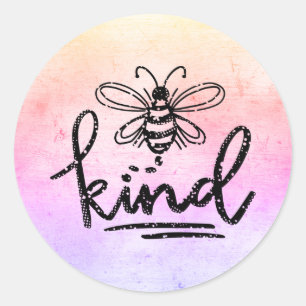 Bee Kind Rainbow Ombre Runder Aufkleber