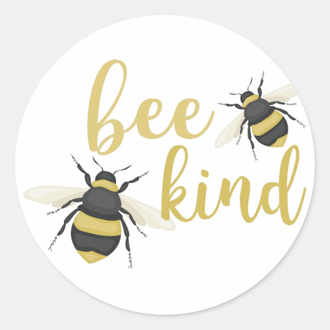 Bee Kind Runder Aufkleber (Vorderseite)