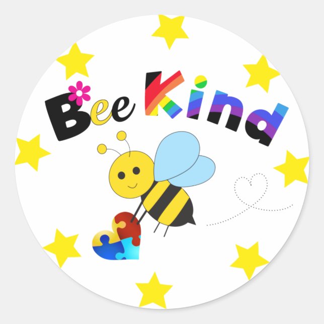 Bee Kind Runder Aufkleber (Vorderseite)