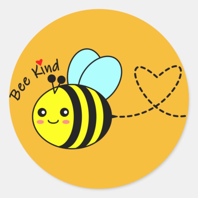 Bee Kind Runder Aufkleber (Vorderseite)