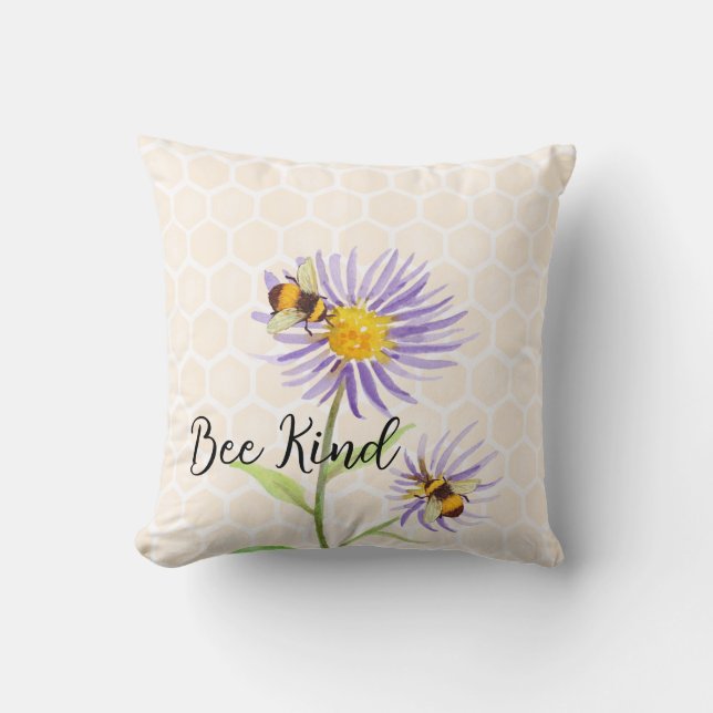 Bee Kind Throw Kissen (Vorderseite)