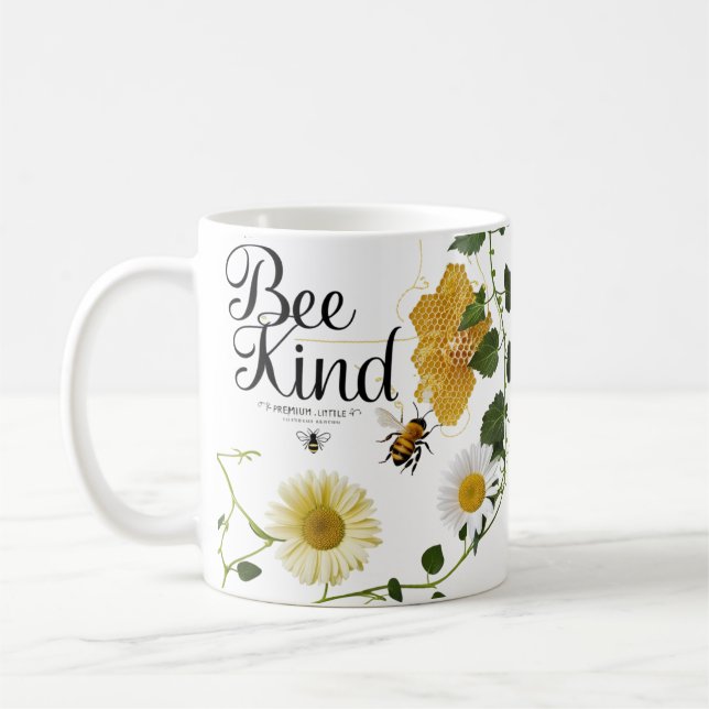 Bee Kind Vintage-Botanische Illustration Klassiker Kaffeetasse (Links)