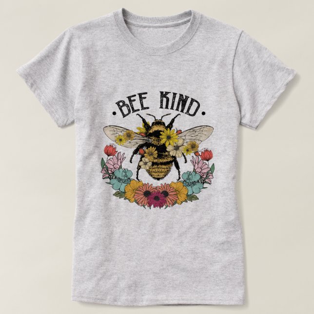 Bee Kind Wild Blume Sublimierung T-Shirt (Design vorne)