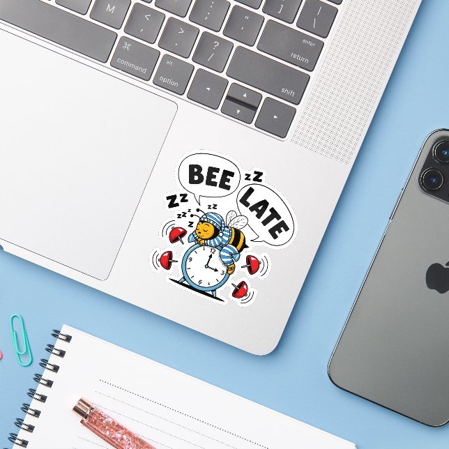 Bee Late Sticker (Laptop mit iPhone)