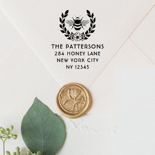 Bee Laurel Wreath Personalisiert Name Rücksendeadr Permastempel