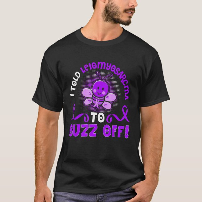 Bee Leiomyosarcoma Warrior Buzz Off Lila Band T-Shirt (Vorderseite)