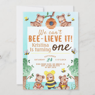 Bee-lieve It Honey Bear Birthday Einladung