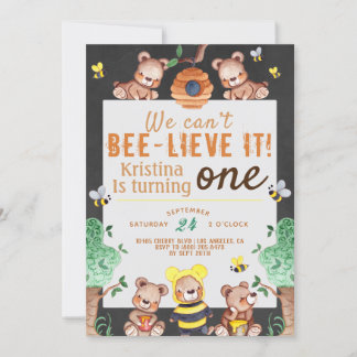Bee-lieve It Honey Bear Birthday Einladung