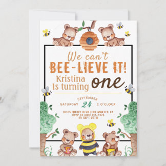 Bee-lieve It Honey Bear Birthday Einladung