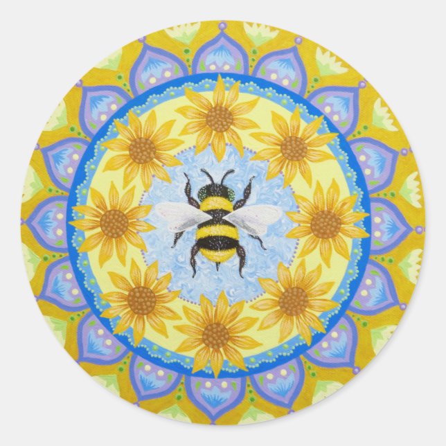 Bee Mandala Aufkleber von Soozie Wray (Vorderseite)