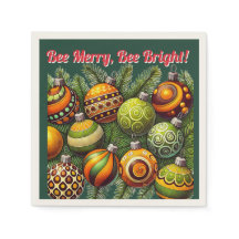 Bee Merry, Bee Bright! | Napkins-Ornament der X-Ma