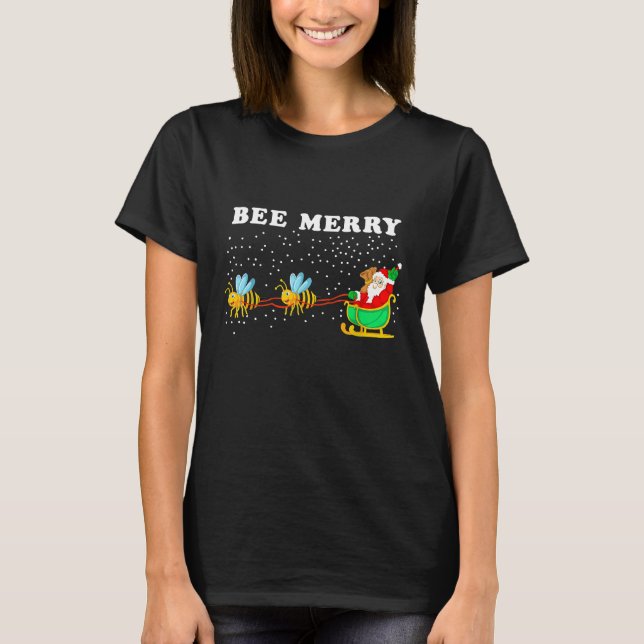 Bee Merry Christmas Beekeeper Honey Beekeeping Xma T-Shirt (Vorderseite)