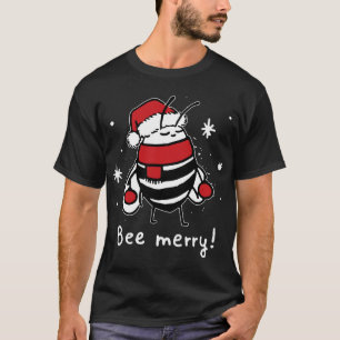 Bee Merry Christmas - Biene trägt Weihnachtsmannmü T-Shirt