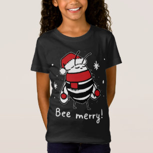 Bee Merry Christmas - Biene trägt Weihnachtsmannmü T-Shirt